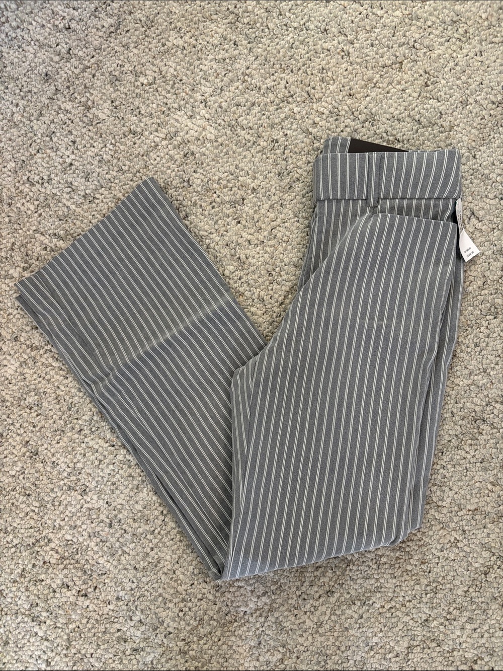 Maurice's grey white striped pull on mid rise flare pants Size XS